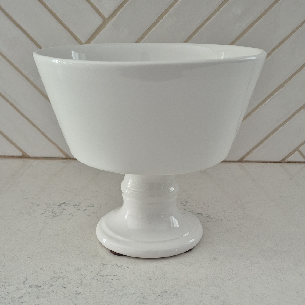 Hudson | Grace White Ceramic Pedestal Bowl